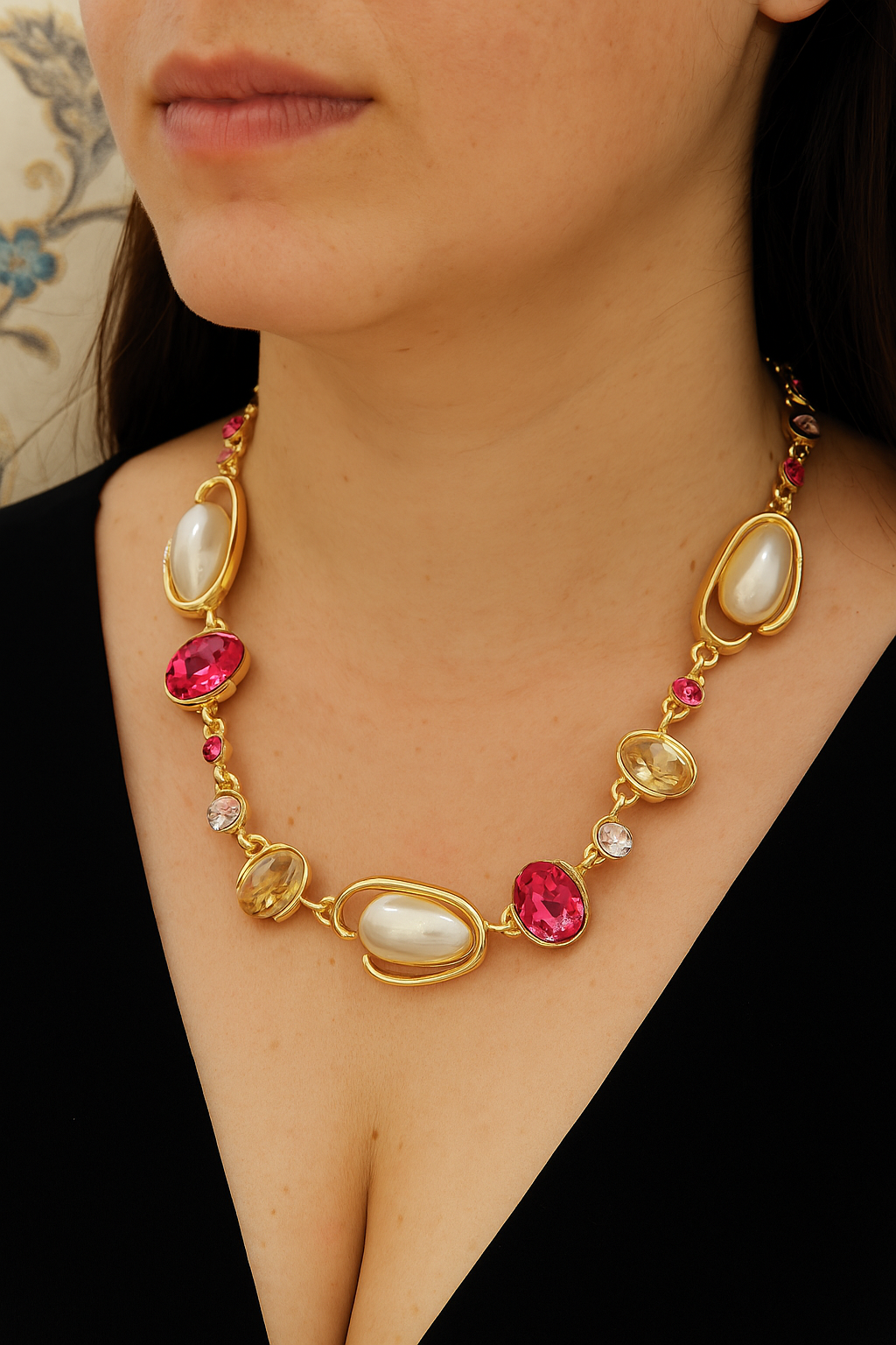 Radiant Ruby & Pearl Necklace