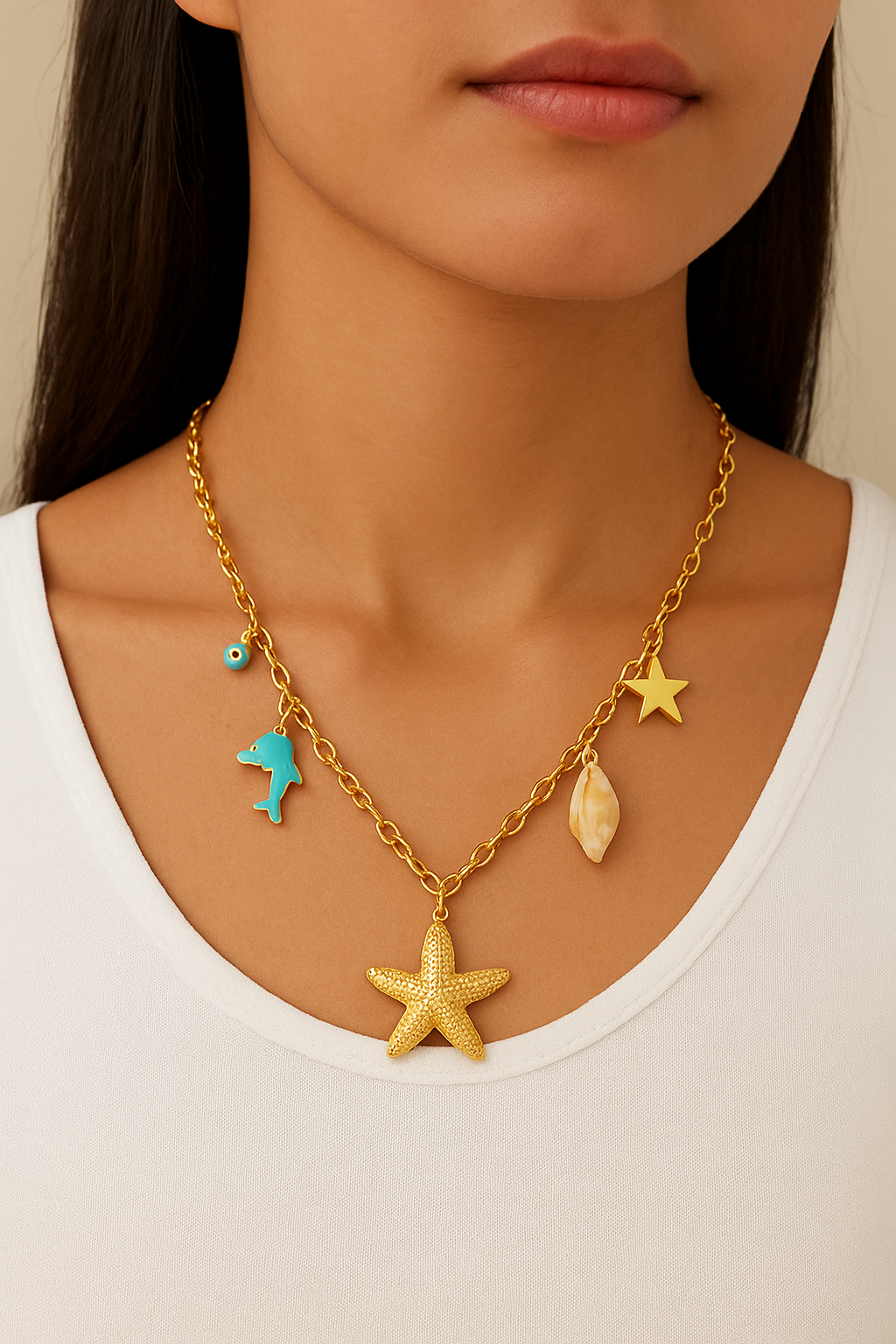 Golden Starfish Charm Necklace 🌊✨